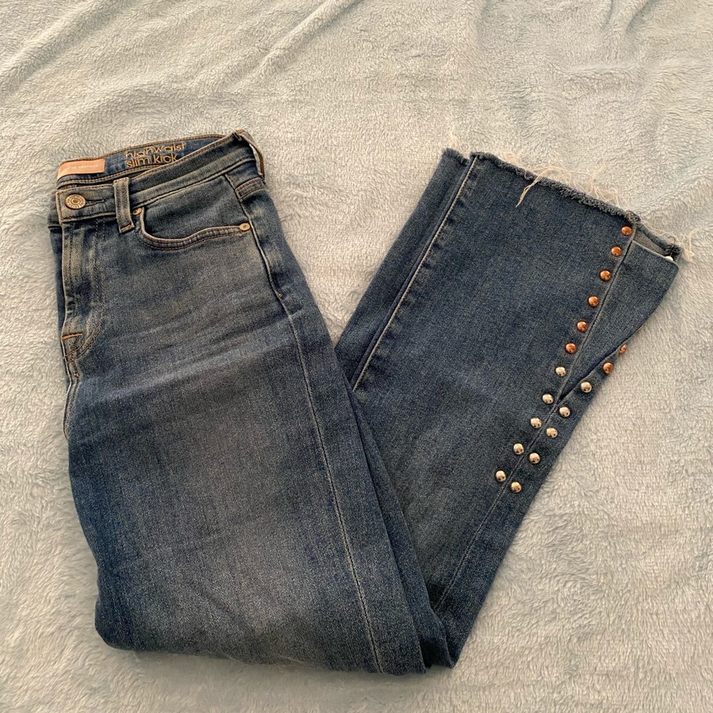 Studded flare jeans.